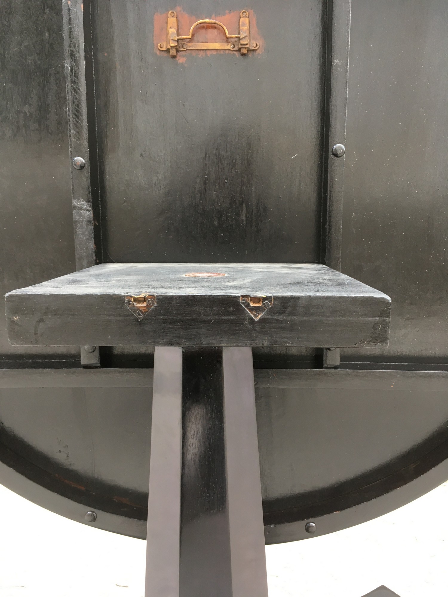 Tisch antiker runder Esstisch klappbar Speisetisch schwarz restauriert Empire Jugendstil Biedermeier Vollholz Antiquität