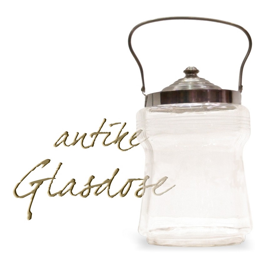 Bonbonniere Keksdose Glasdose Deckeldose Kapselbehälter antike Glasdose Deckeldose