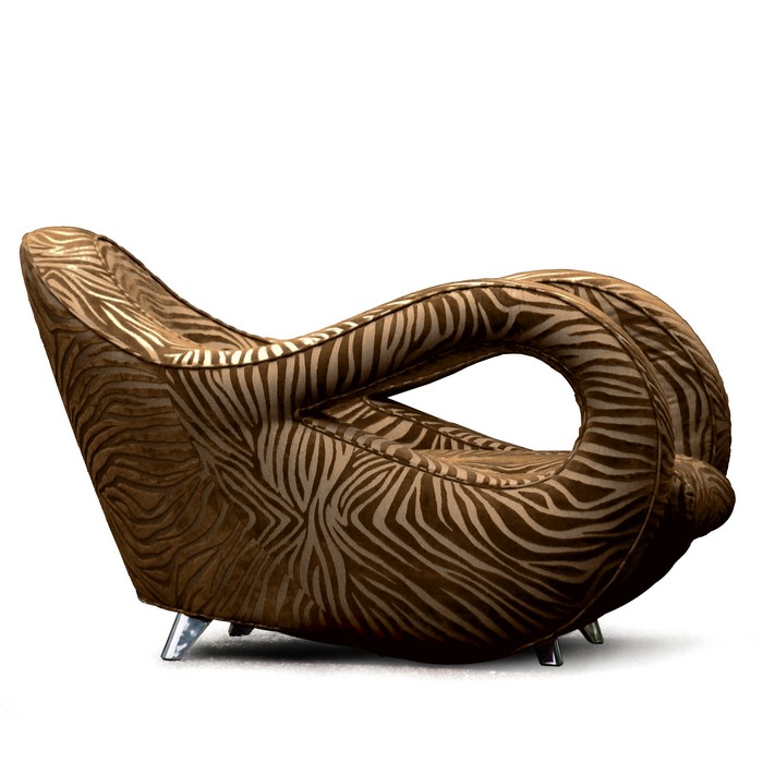 BRETZ Sessel STUHL gold-braun Zebra-Stoff SLOW RIDER Bretz Slow Rider