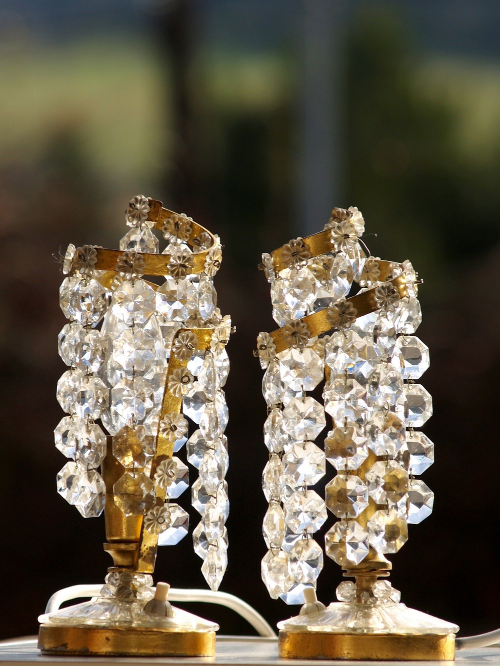 Tischlampen Vintage Kristall Messing