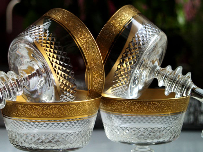 theresienthal concord minton Goldrand Waffelschliff Sektschalen