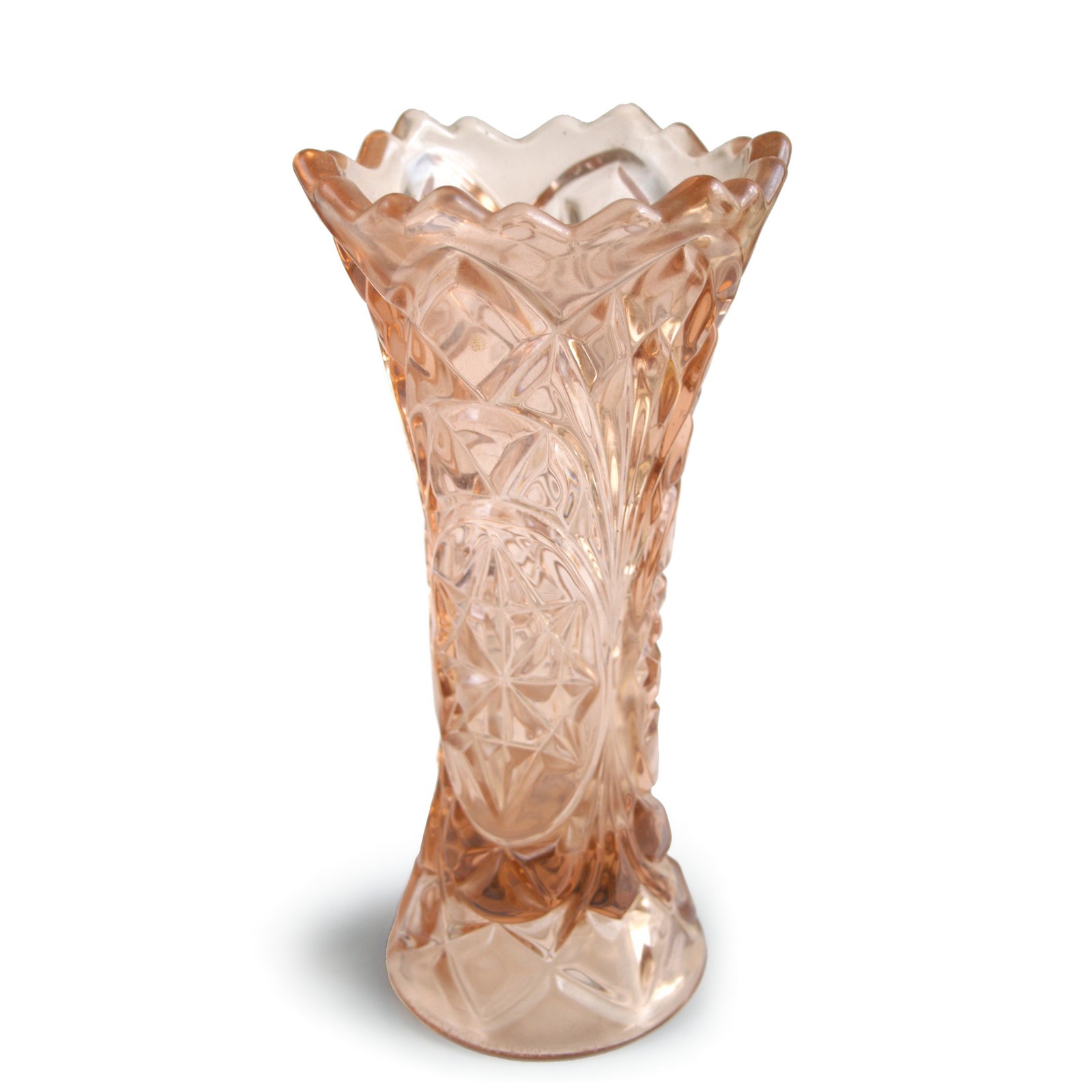 Vase Pressglas rosa Pink Shabby Chic Vintage Blumenvase Vase Glas Vintage 60er-Jahre