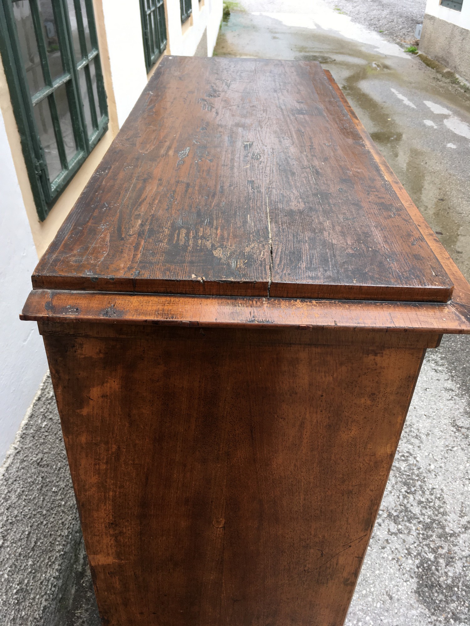 Bücherschrank Vitrinenschrank antik Schrank Biedermeier Nussholzfurnier