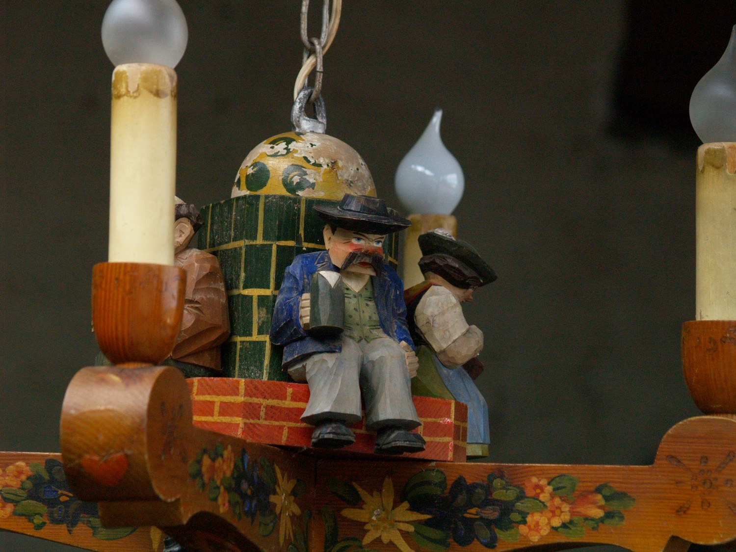 Bauernluster Bauernlampe Manderllampe Luster Lampe Holz Landhausstil vierflammig