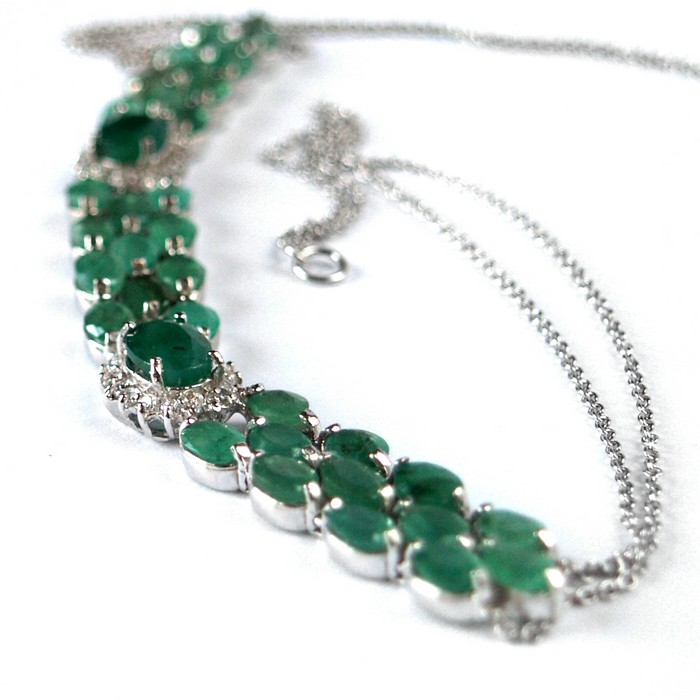 Collier Smaragde Silber