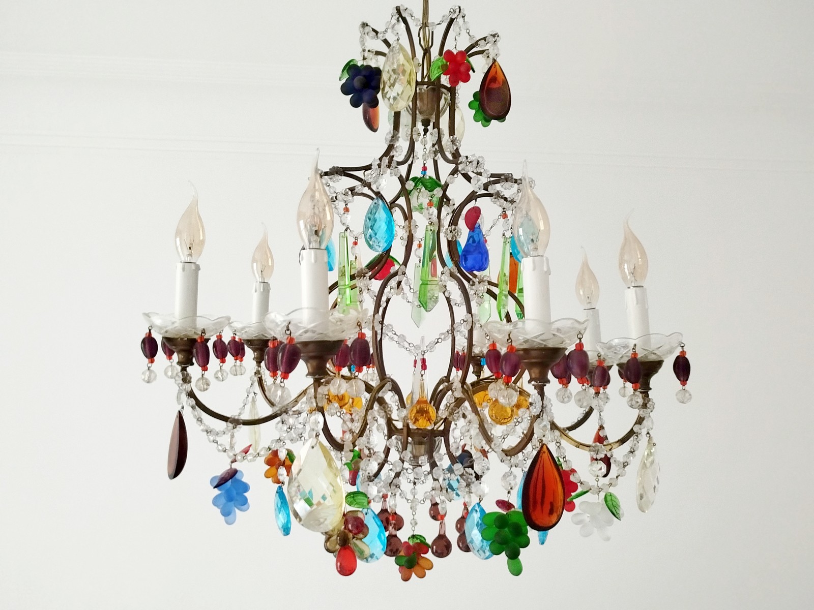 Gio Ponti Venini Kronleuchter 99.80 Multicolor 12-armig Antiker Murano Glas Kronleuchter Italienisches Florentiner Design Venezianischer Gio Ponti