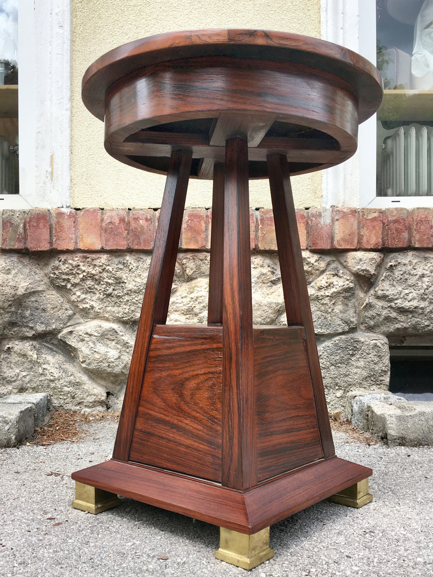 Beistelltisch Jugendstil Tisch antik Blumentisch Palisander Glasplatte restauriert