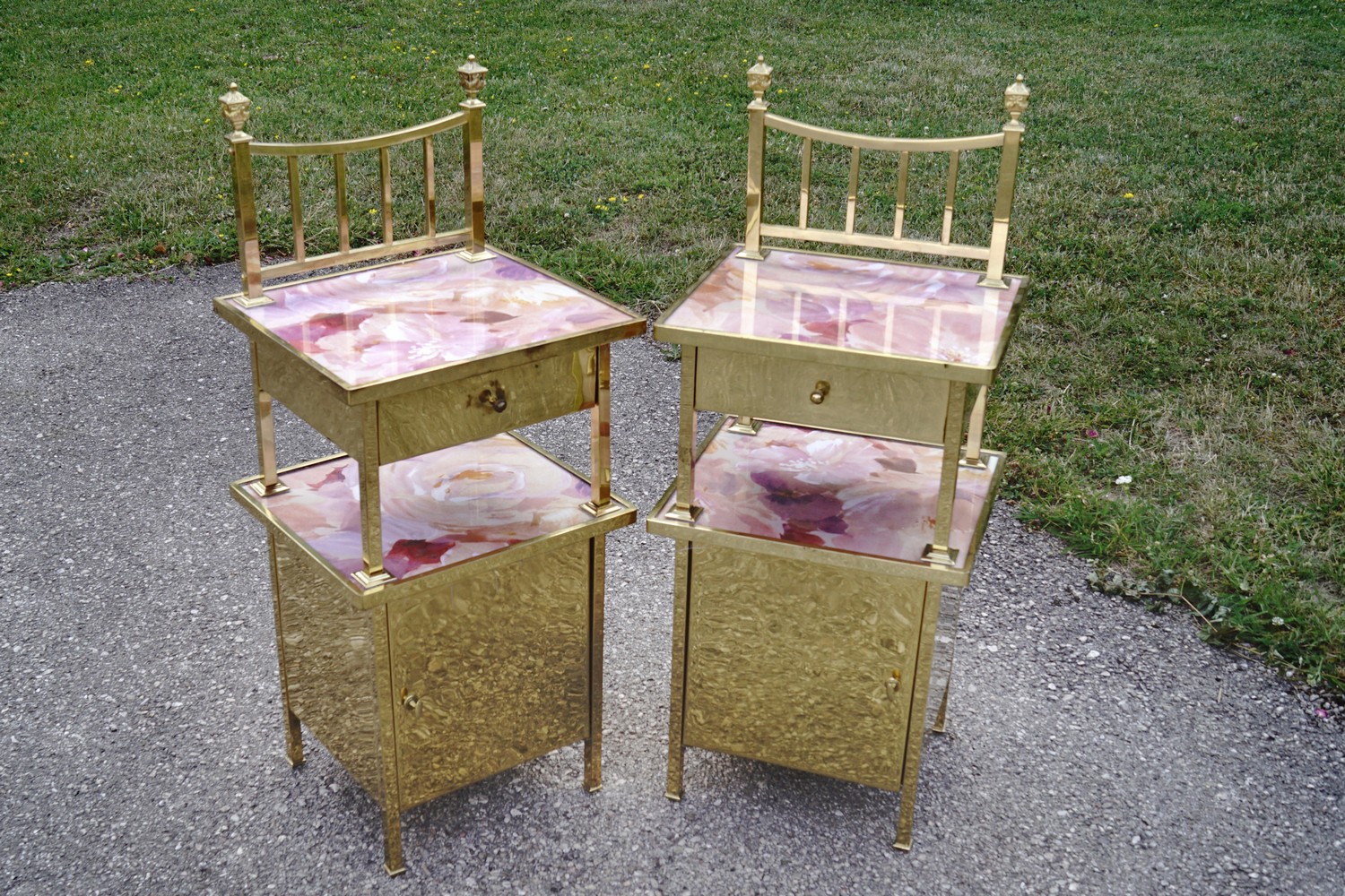 Nachtschrank Messing antik Nachtkasten Kommode Nachttisch golden