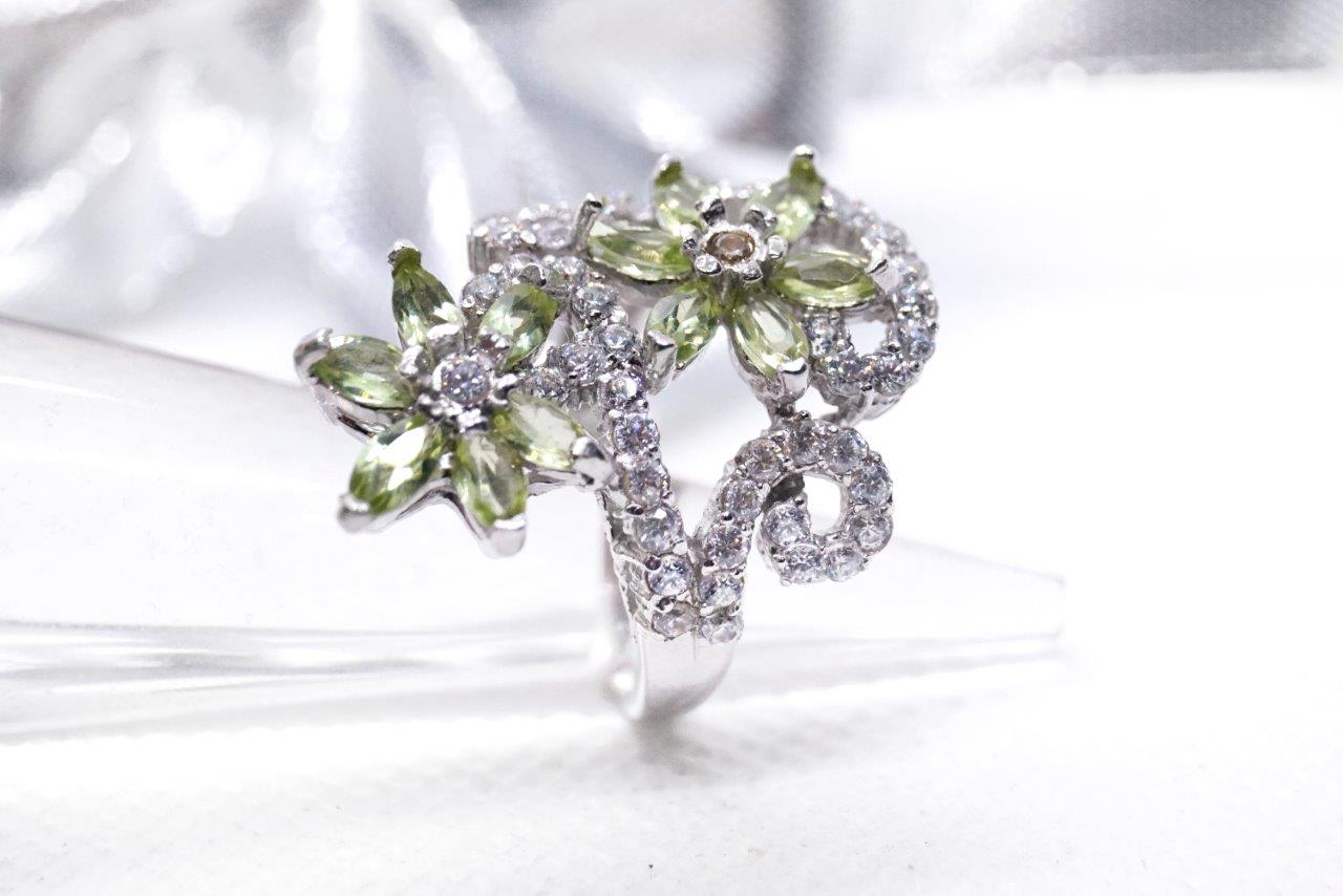 Edelsteine 925 Silber Peridot handgefertigt Schmuck Rig handgefertigt Juweliersarbeit