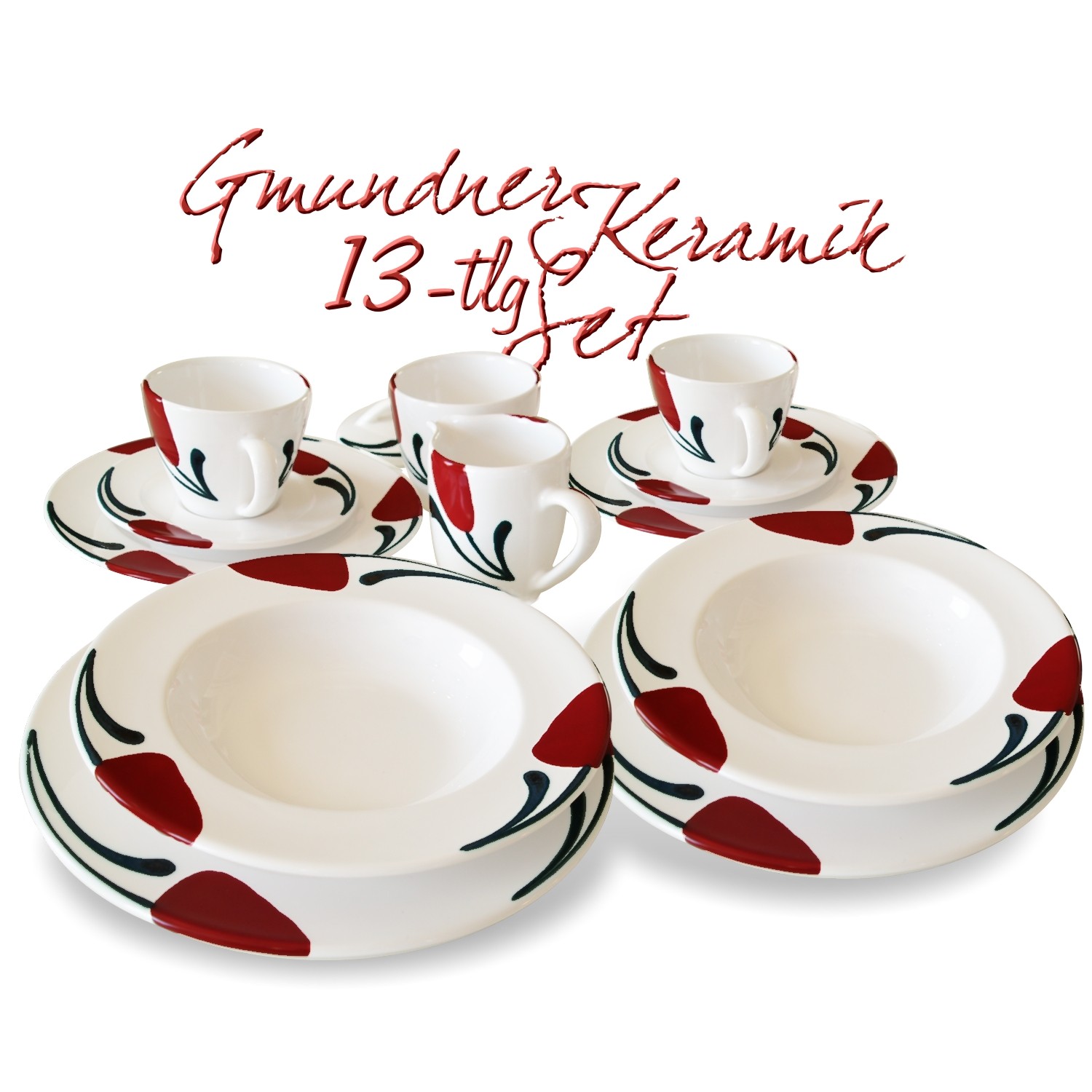 Gmundner Keramik SET Emotion Gourmet Becher u. Teller Gmundner Keramik SET Emotion Gourmet rot Aktion