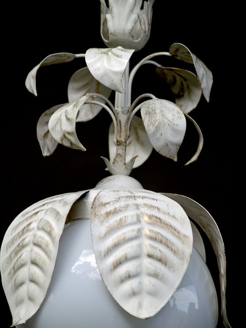 Luster Glaskugel Blätter Shabby Chic Metall Hängelampe Shabby Chic Luster Metall Blätter creme