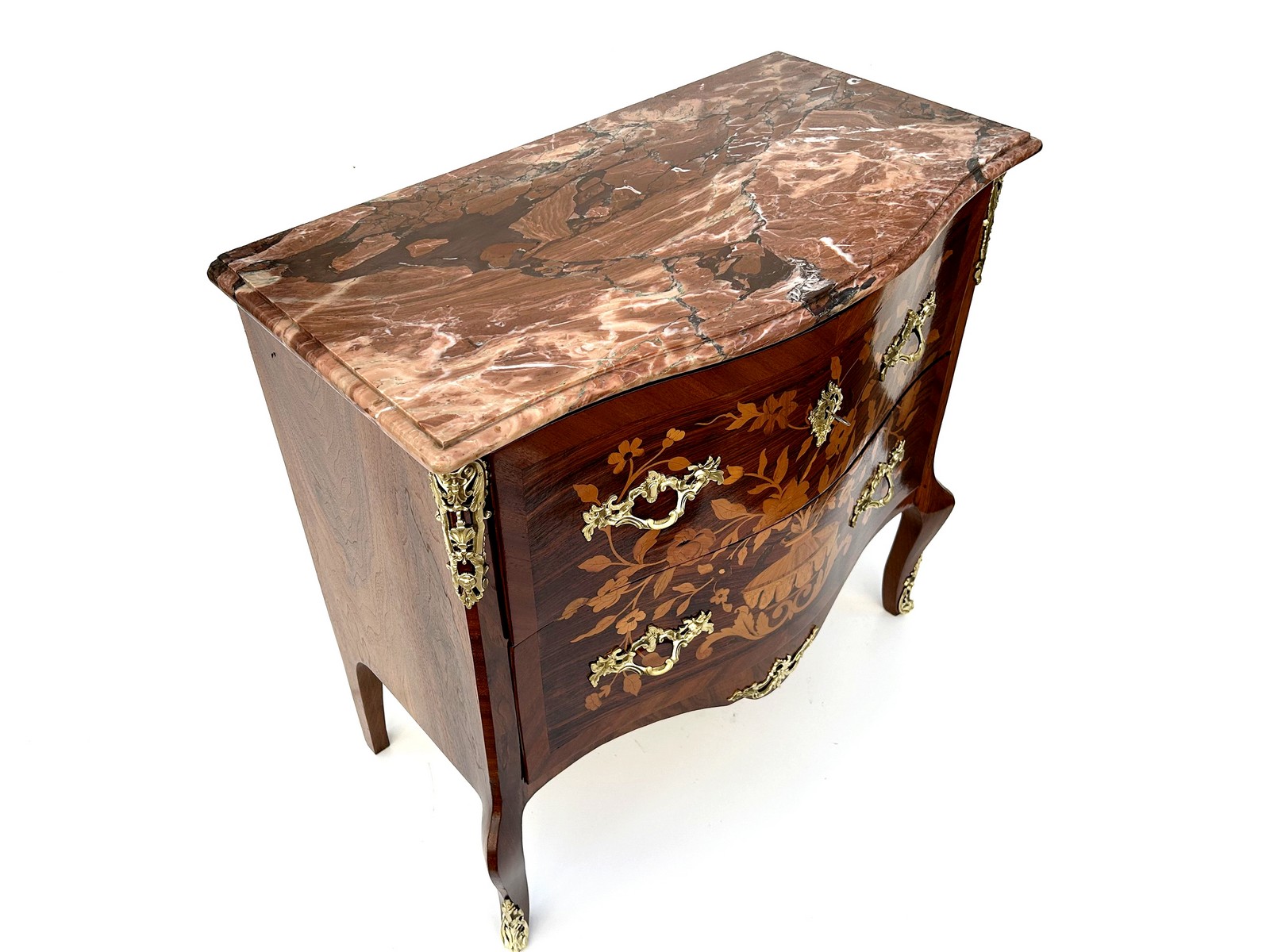 Französische Kommode Louis XV Rokoko Stil Marmorplatte