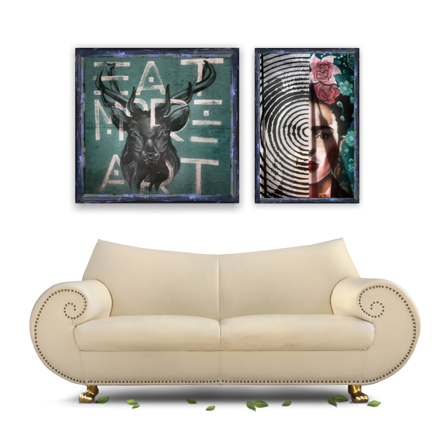 BRETZ Sofa creme-beige Leder Designmöbel Gaudi Bretz Gaudi Sofa Ledersofa beige creme