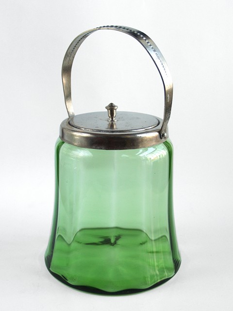 antike Keksdose Glas grün