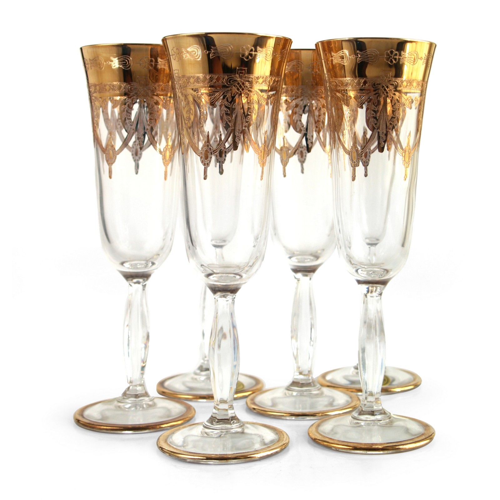 Sektgläser Goldrand Empirestil Goldgirlanden Kristallgläser