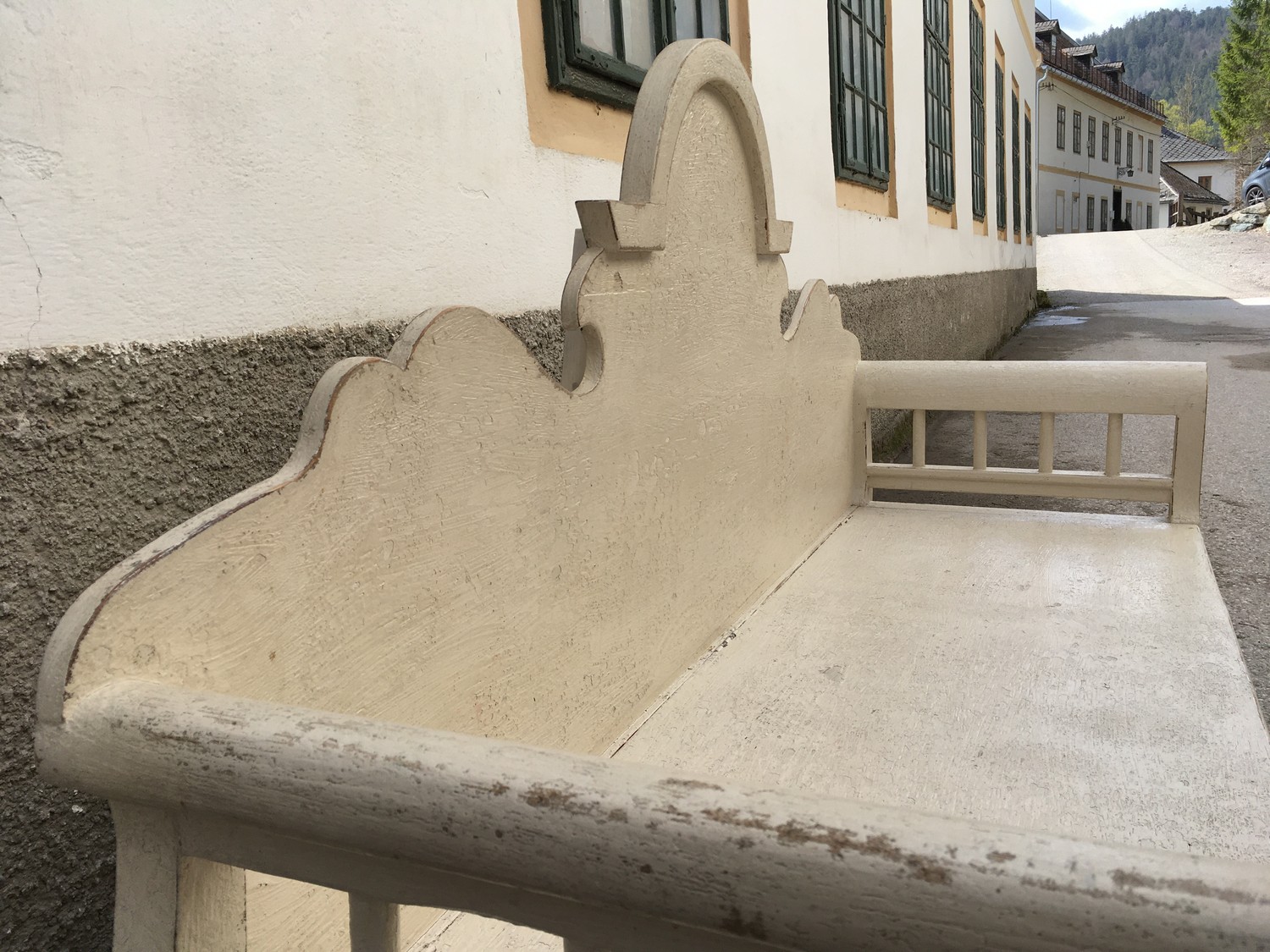 Truhenbank Sitzbank Impressionen Shabby Chic cremefarben Mango massiv