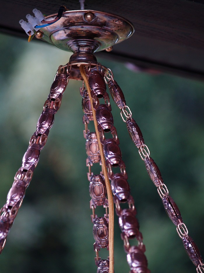 Glasstäbchen Lampe Jugendstil antik Messing