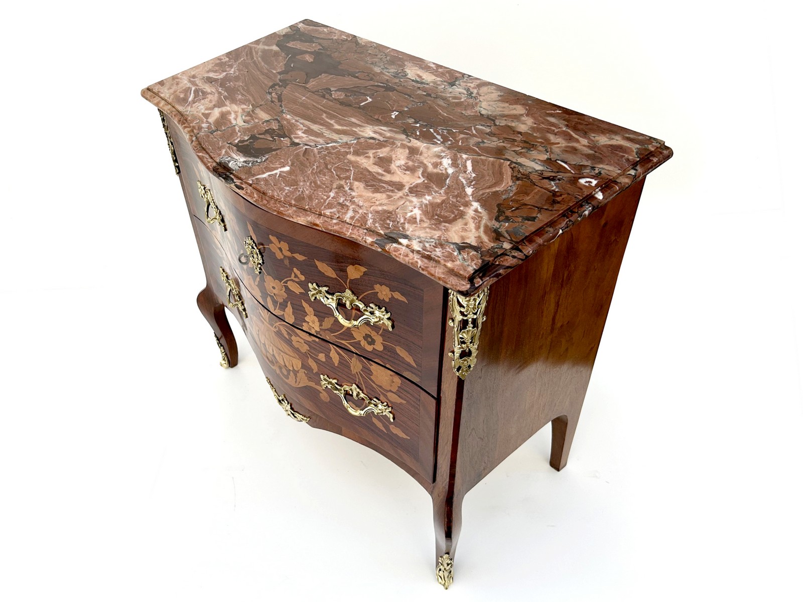 Antike Möbel Barock Französische Kommode Louis XV Rokoko Marmorplatte Hotelmöbel Filmrequisite