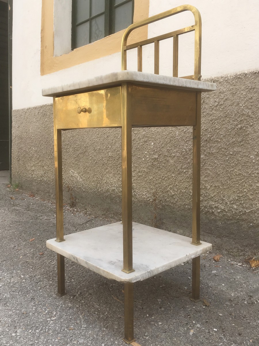 Jugendstil Messing Marmor Tisch