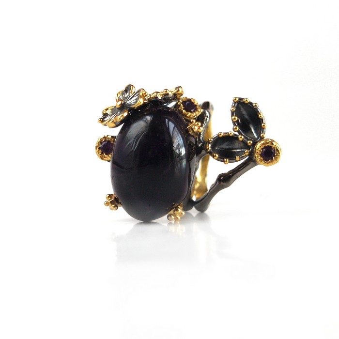 Ring 925 Silber Edelstein Amethyst Zauberwald Schmuckdesign handgefertigt