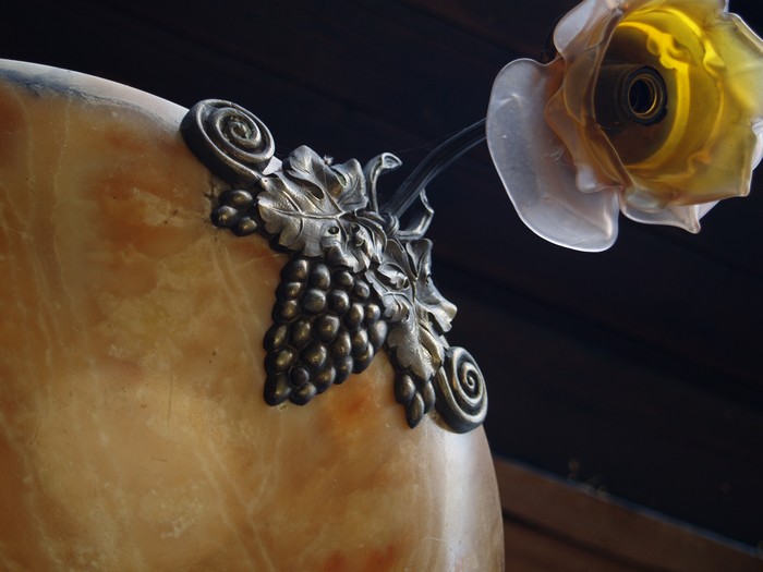 Luster Antike Hängelampe Glasschale Weintrauben Leuchter Weinblätter Kronleuchter Vintage Antiker Leuchter WEintrauben