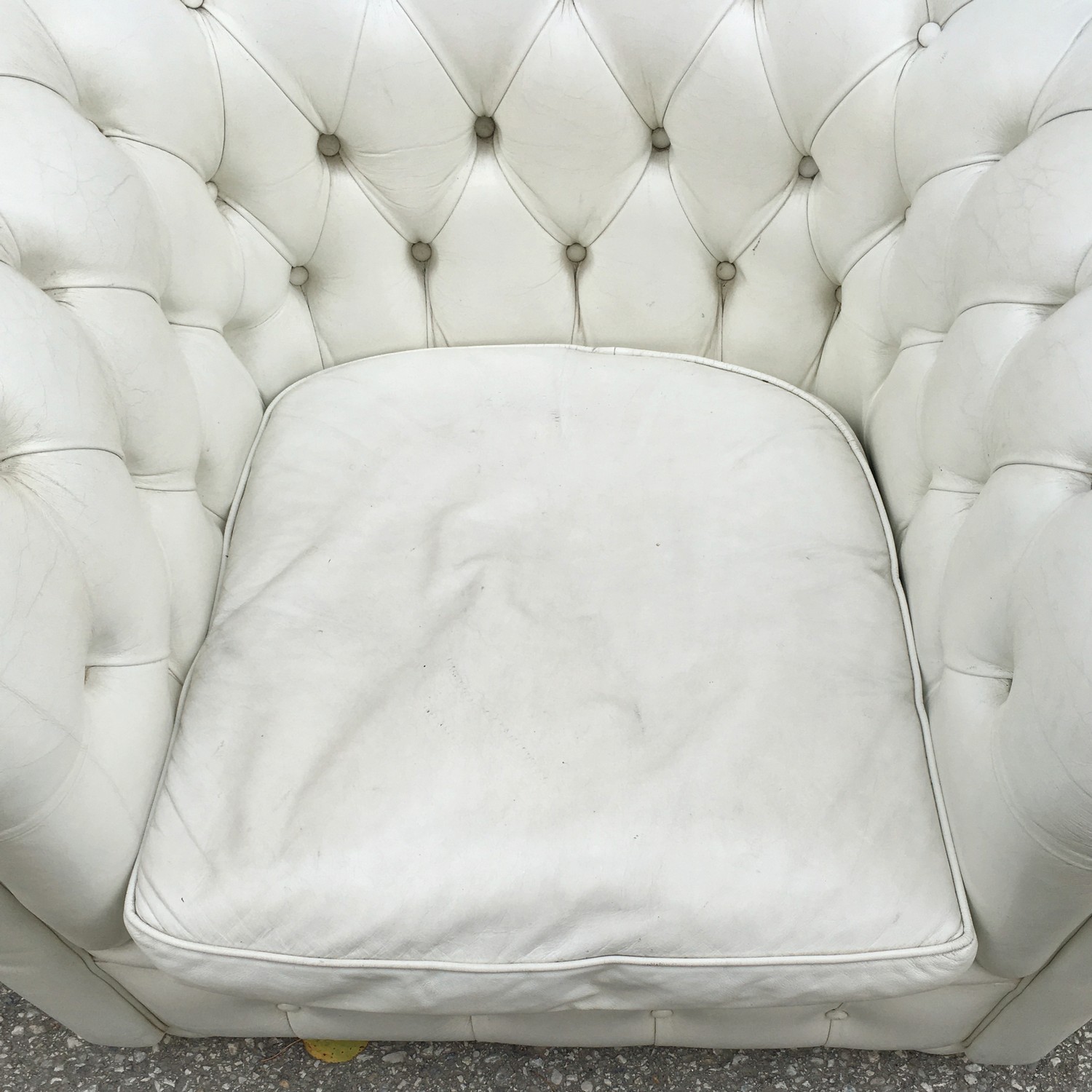 Sessel Stuhl Chesterfield Leder creme weiß Clubsessel Sofasessel