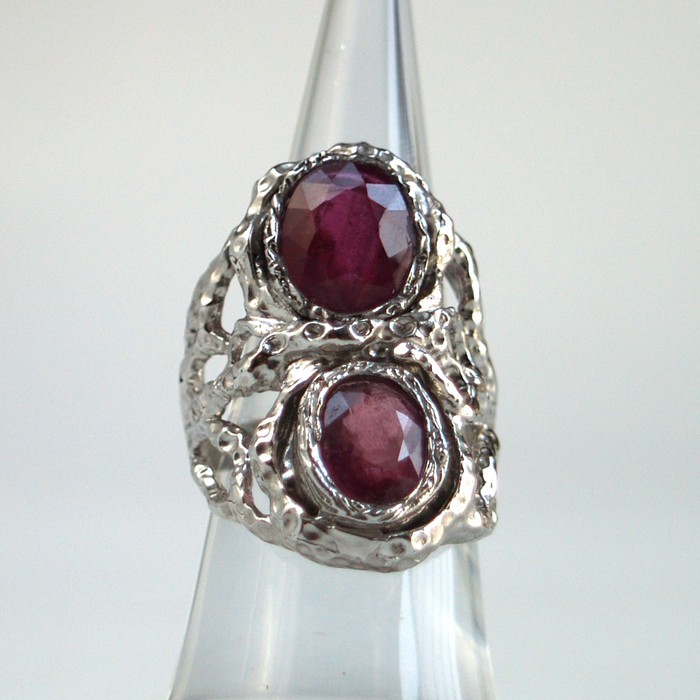 Ring 925 Silber Rubin Handarbeit