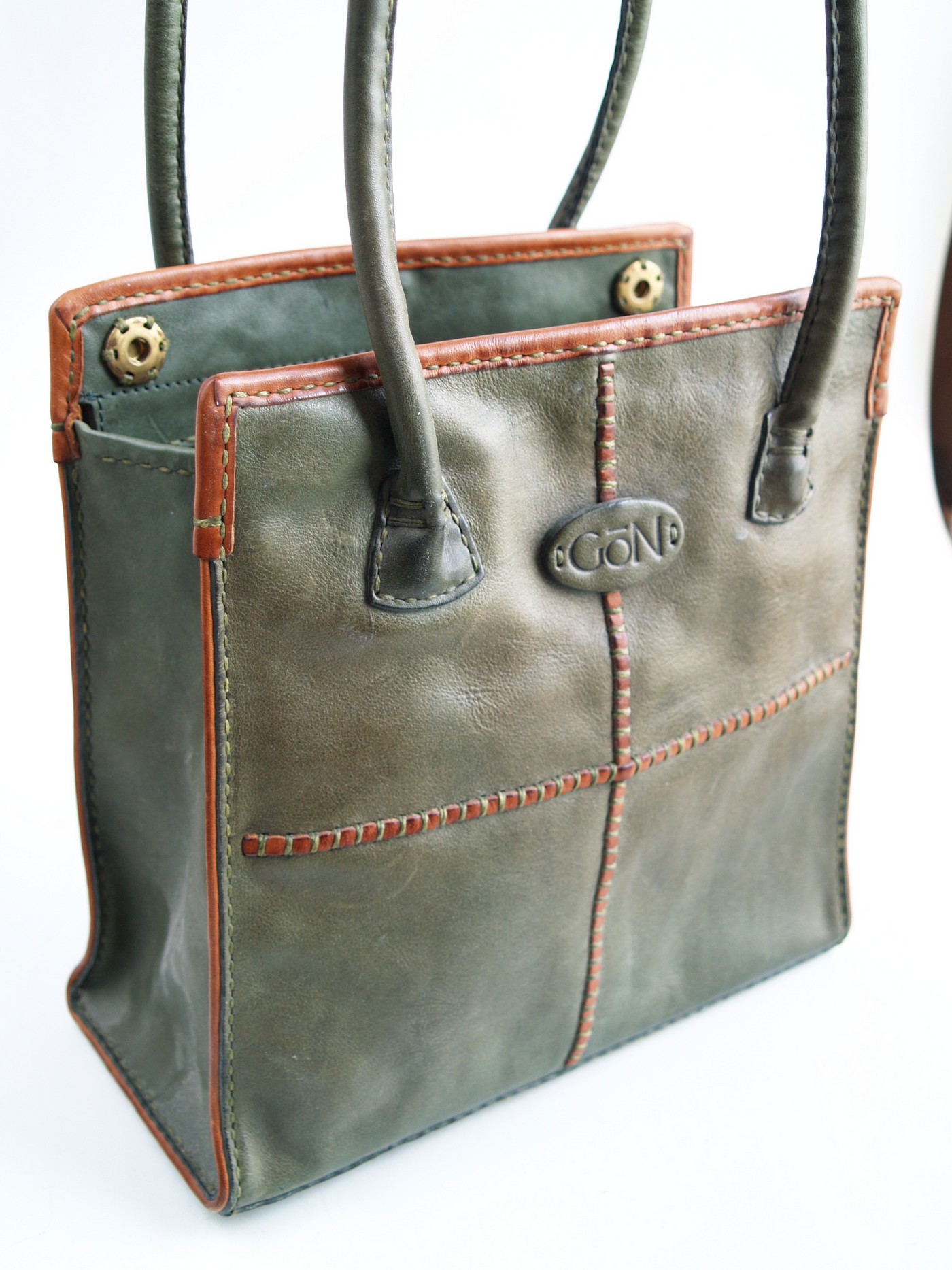 Tasche grün Leder Handarbeit Gön