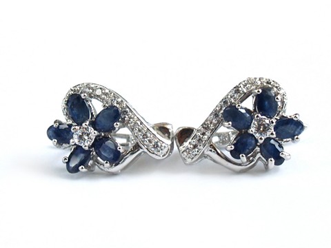 925 Silber Ohrstecker glitzernd Zirkonia Saphire