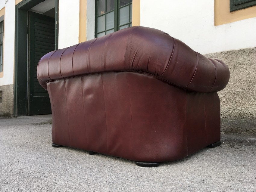 Chesterfield Ledersofa rot-braun