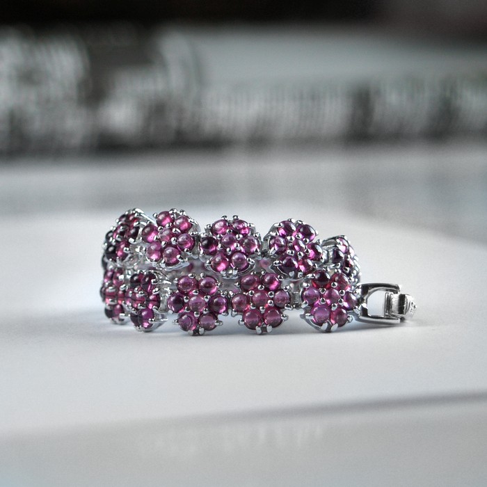 Rhodolith Armband 925 Silber Edelsteine
