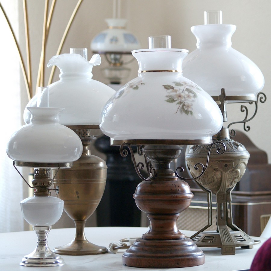 Öllampe Petroleumlampe Tischlampe Glasschirm - NICHT elektrisch! Tischlampe Petroleumstil