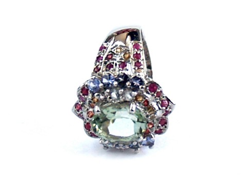 Ring 925 Silber Schmuck echte Edelsteine grüner Amethyst, handgefertigt!