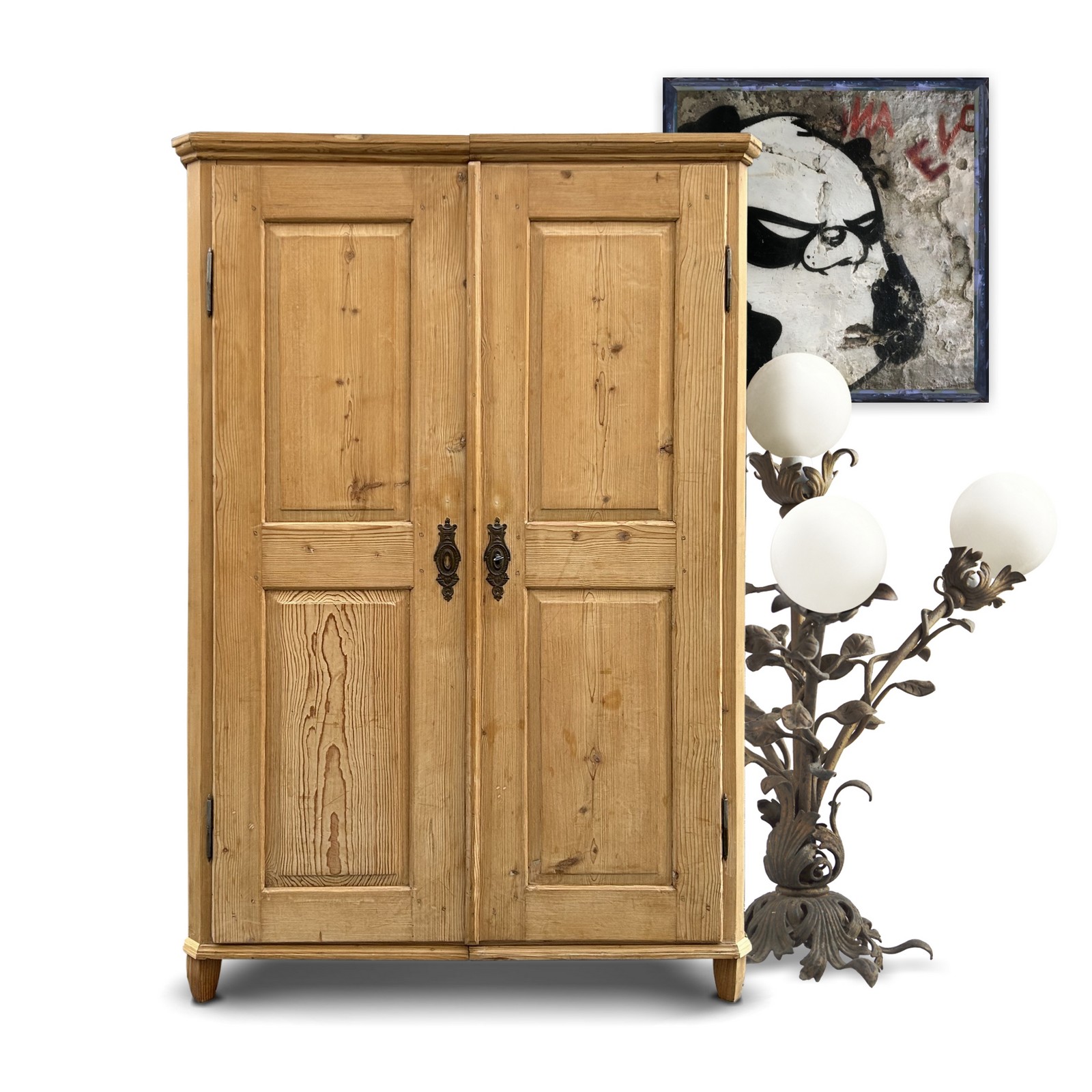 Bauernschrank antik Kasten Weichholz antik Steckschrank zerlegbar Bauernschrank antik Kasten Weichholz 1840-1890 antik Steckschrank zerlegbar