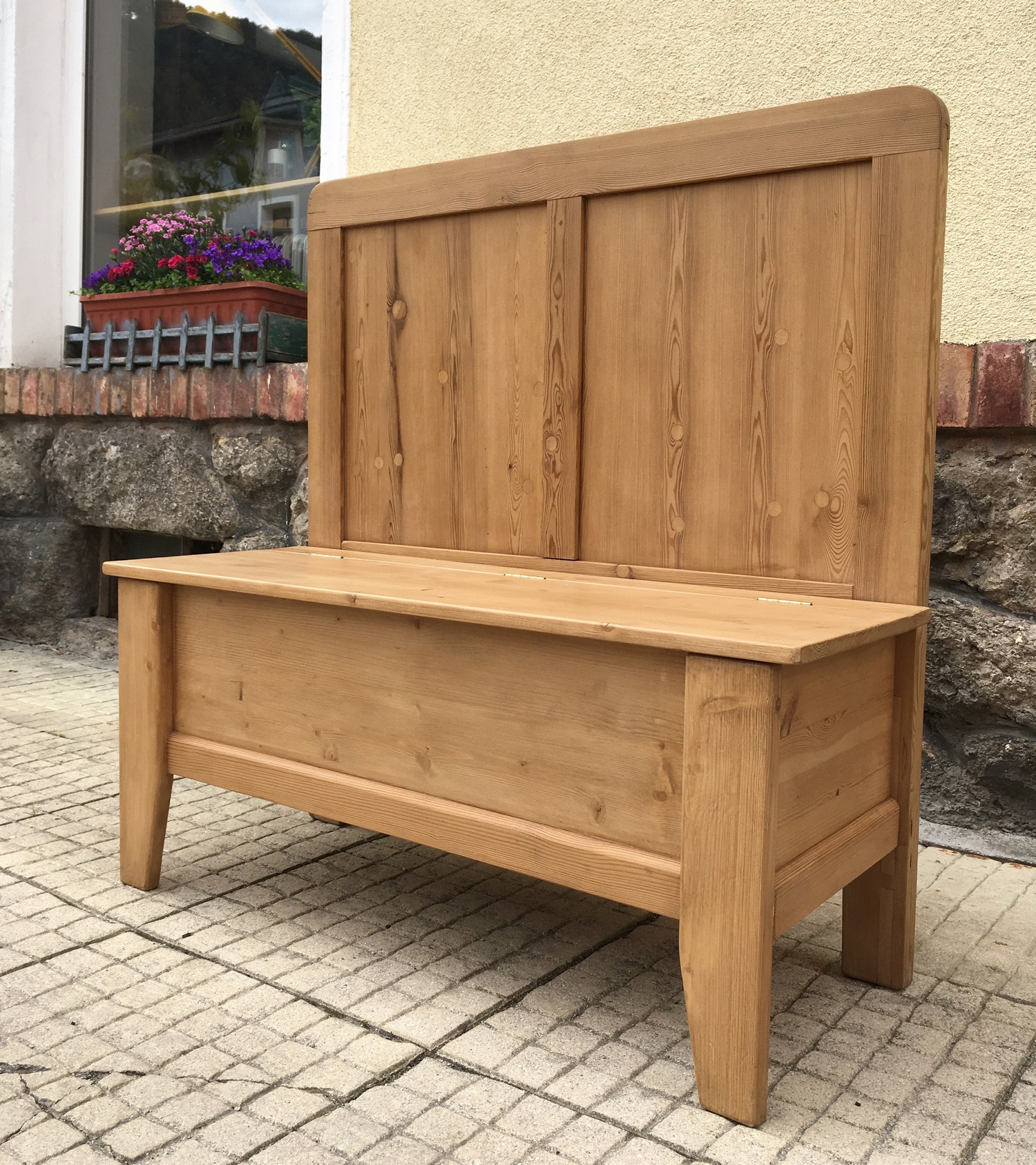 Truhenbank Sitzbank Truhe Truhensitzbank Weichholz Landhausstil zierlich