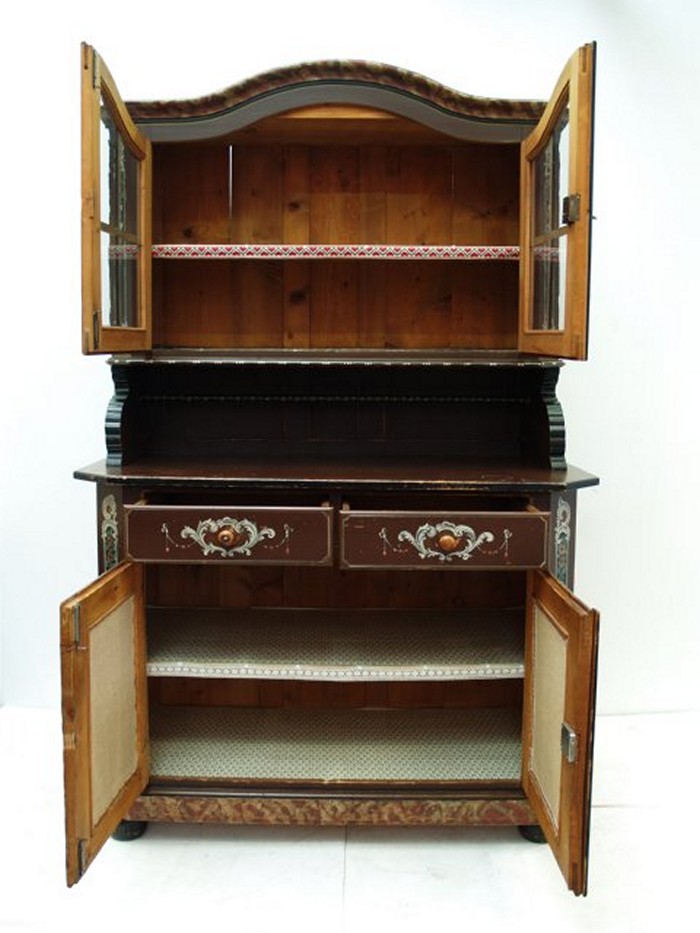 Buffet antik bemalt Küchenschrank Vitrine Bauernstube Möbel Holz