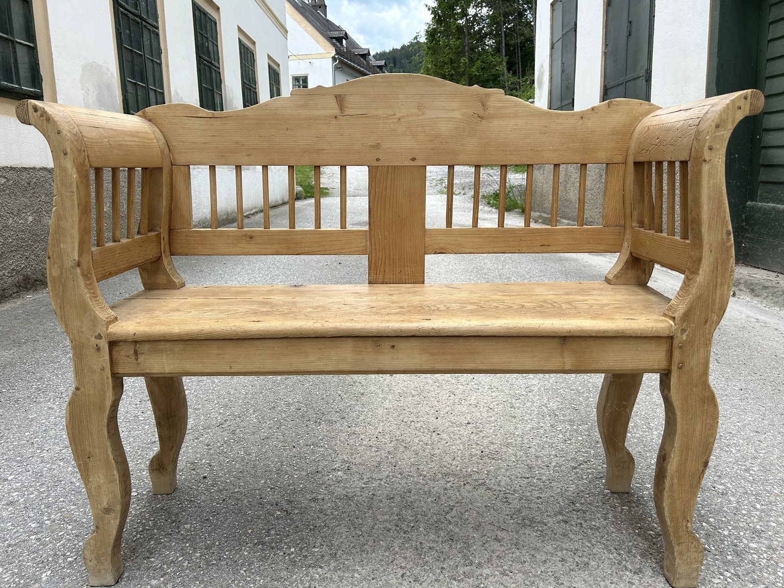 Sitzbank Biedermeier Weichholz antik um 1900 Landhaus
