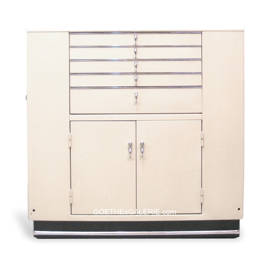 Metallschrank Arztschrank MidCentury 4-seitig verwendbar ORIGINAL RETRO Werkschrank Metallkommode Midcentury Arztschrank