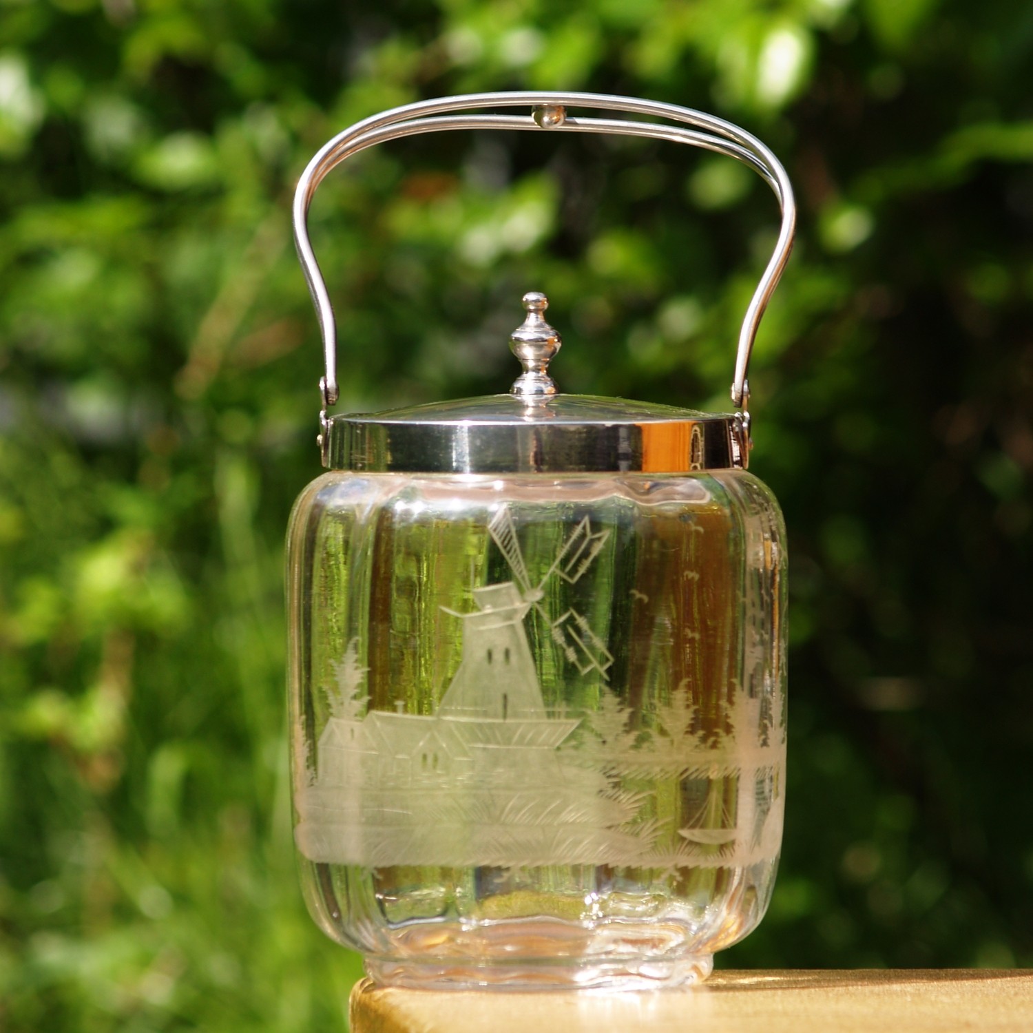Glas Keksdose Vintage Deckeldose Vorratsdose Dose Windmühle Glas Keksdose Vintage Deckeldose Vorratsdose Dose Windmühle