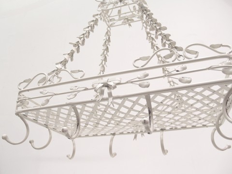 Hängeregal Shabby Chic creme Küche Tassenhalter Kräuterkrone Küchenregal