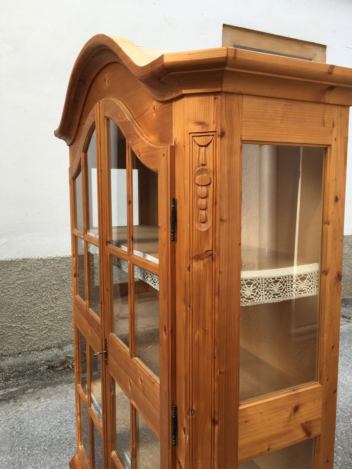 Vitrine Landhausstil Sprossen Naturholz