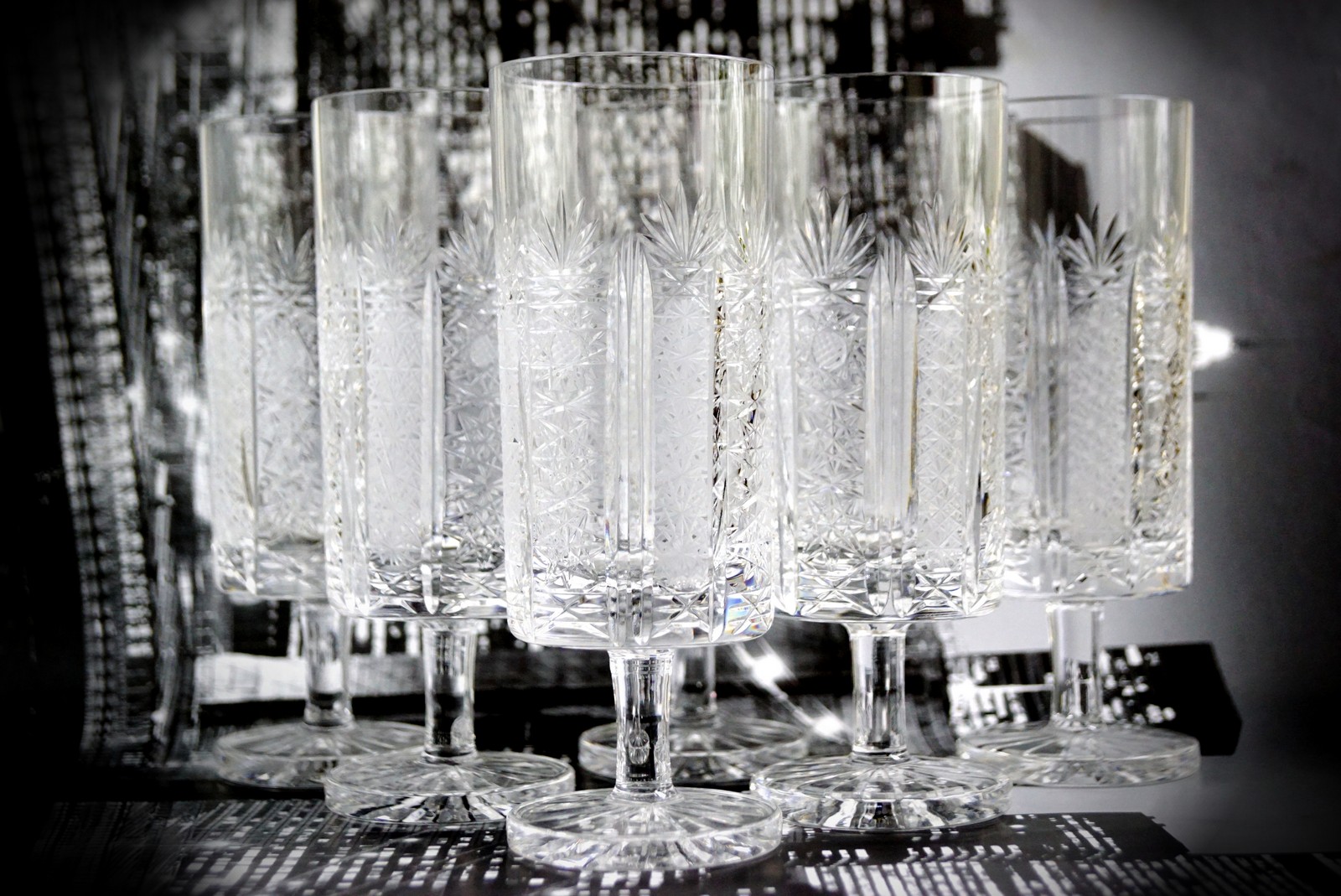 crystal champagne glas bold cut vintage Design