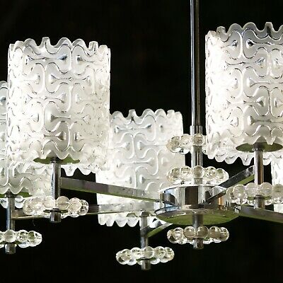 Vintage Kronleuchter 60er 70er-Jahre Design HÄNGELAMPE CHROM GLAS Leuchter Vintage Kronleuchter 60er 70er-Jahre Design HÄNGELAMPE CHROM GLAS Leuchter