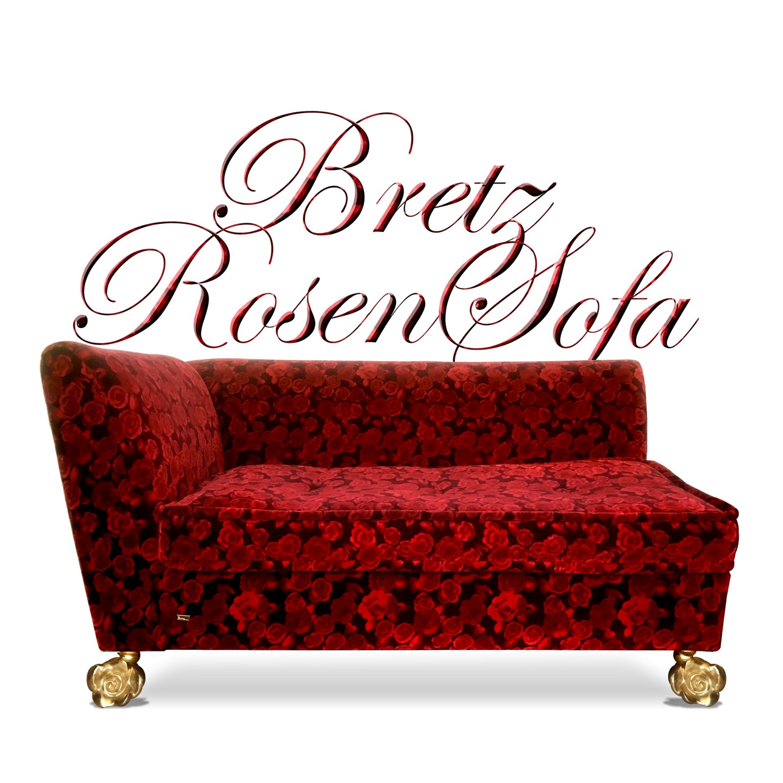 Bretz Sofa Monster Rosenstoff 2-Sitzer Recamiere Rosen Bretz Rosenstoff Sofa vergoldete Rosenfüße
