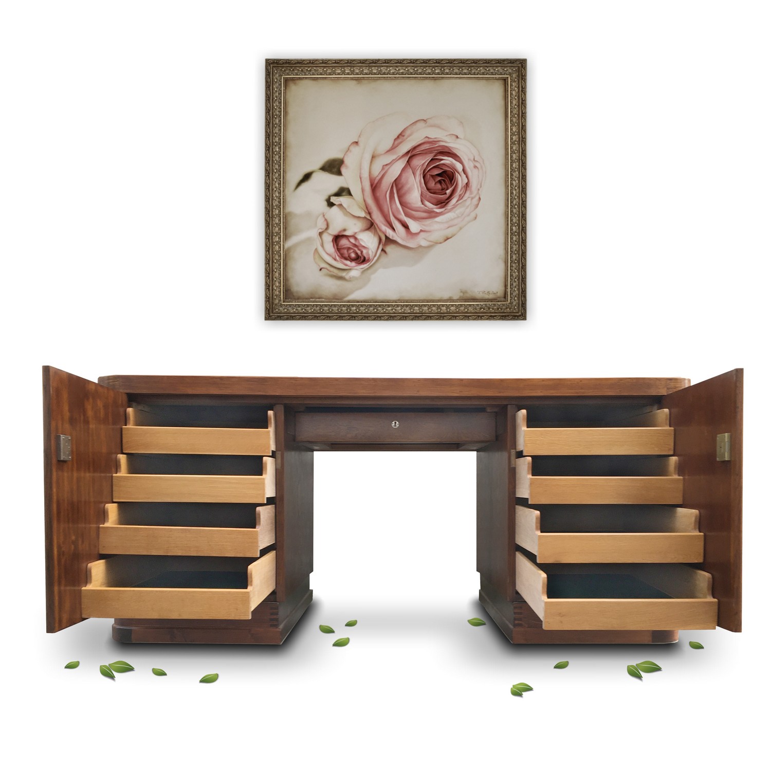 Schreibtisch antik großer Herrenschreibtisch Freisteher Schreibtisch antik restauriert Innenladen Massiv Vintage