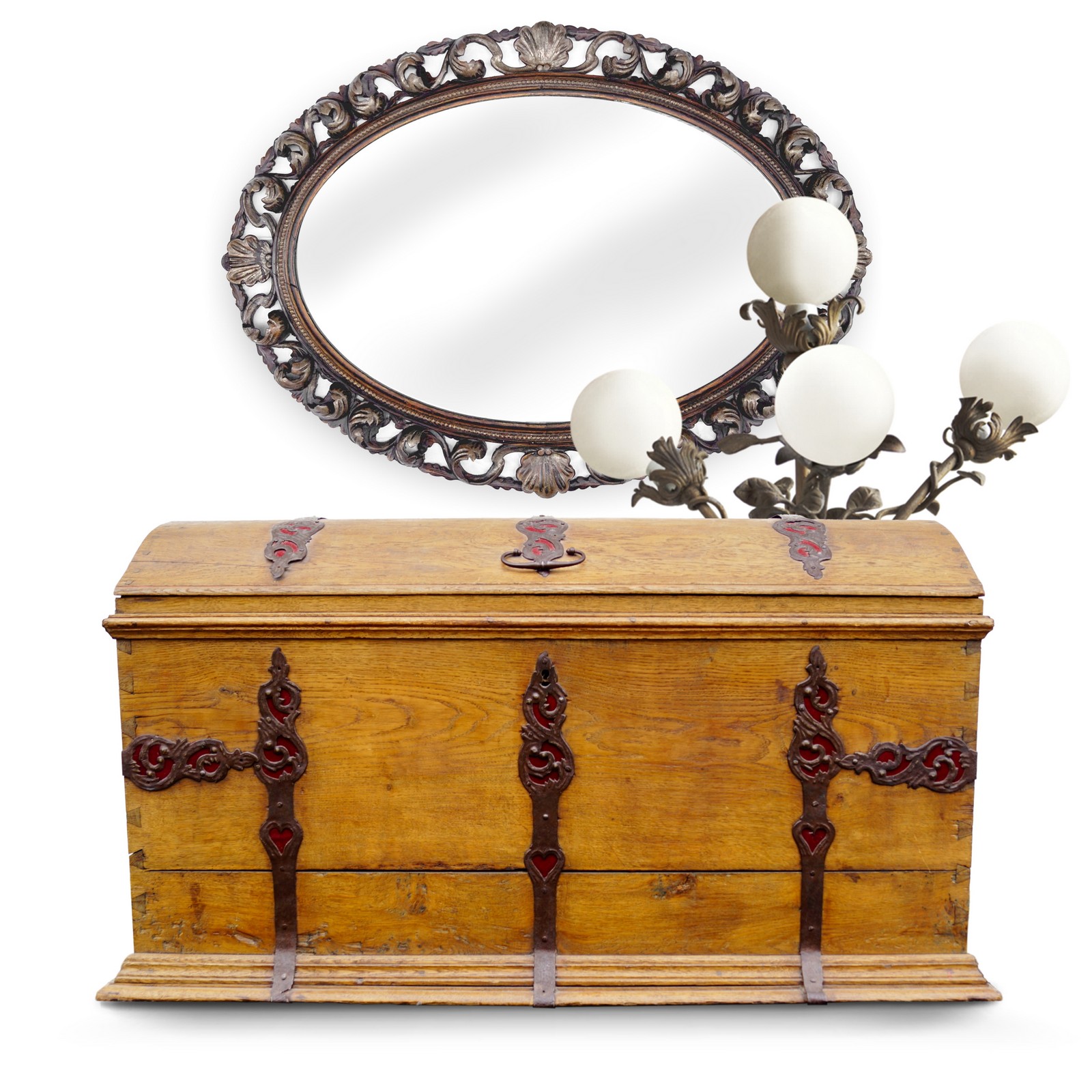Antike Rundbogentruhe Barock Eiche Massivholz 18 Jhdt. Antike Truhe Barock Mittelalter
