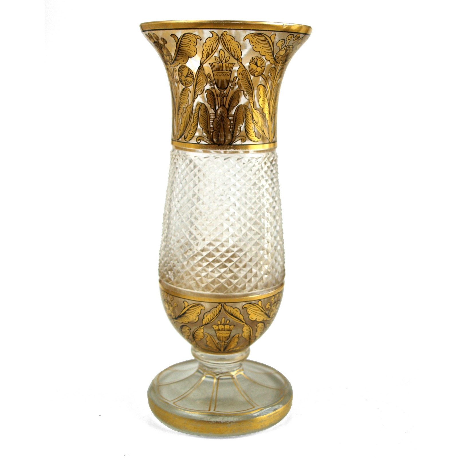 Vase antik Glas vergoldet