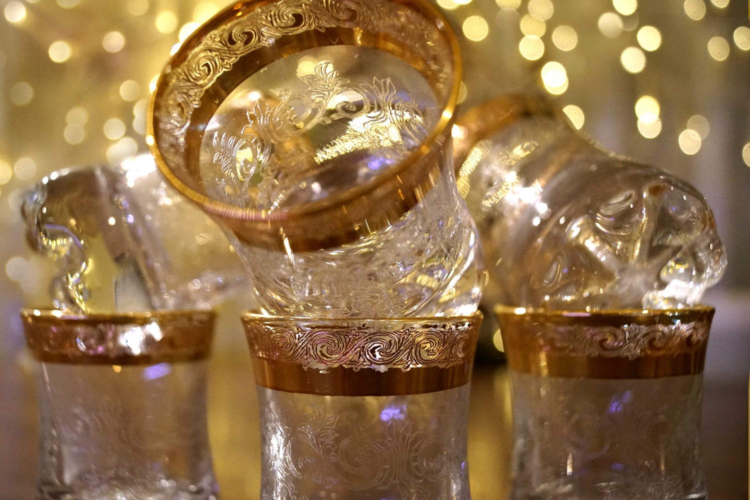 Kristallgläser Goldrand Murano Medici Schnapsbecher