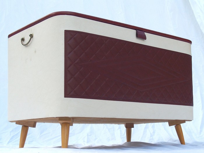 Sitztruhe Vintage Wäschetruhe Midcentury 60er-Jahre 50er Pastell Vintage