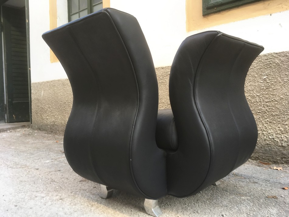 Bretz Sessel Moon Leder schwarz